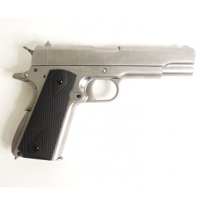 Страйкбольный пистолет WE COLT M1911А1, металл, хромированный, черные накладки, WE-E006B - TAC